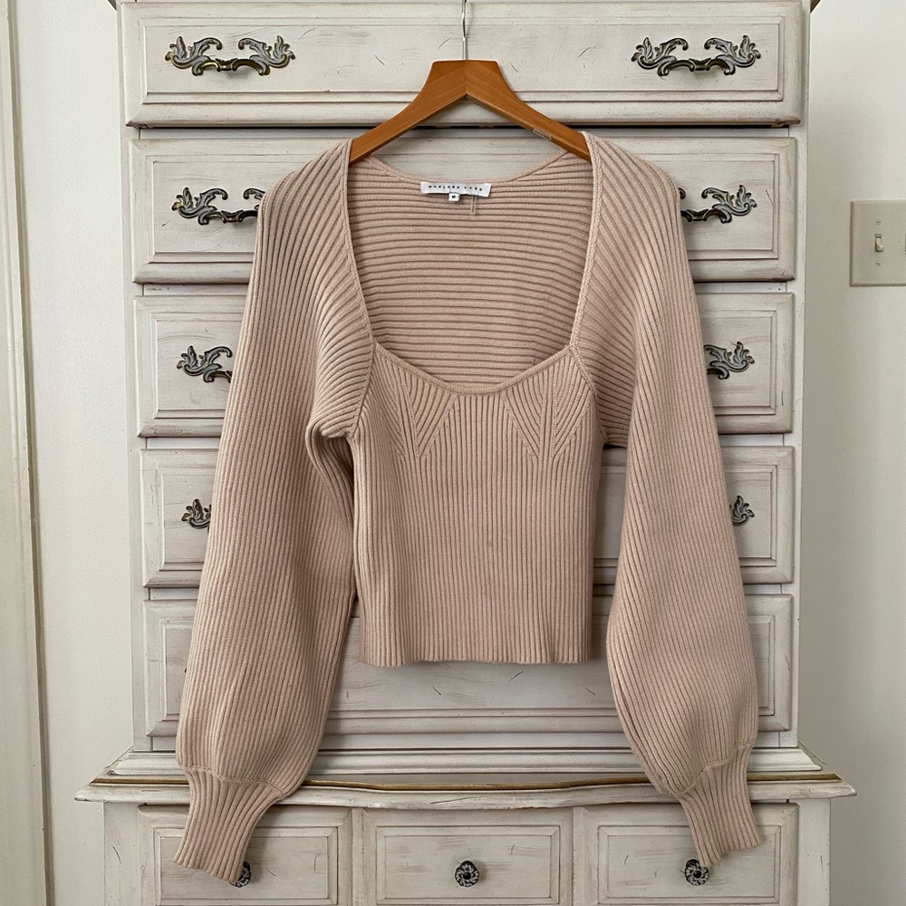 Vici Beige Ribbed Sweater